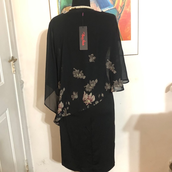 Hanna Nicole New with tag Black floral print Sleeveless Shawl Dress Size S. - Picture 2 of 12